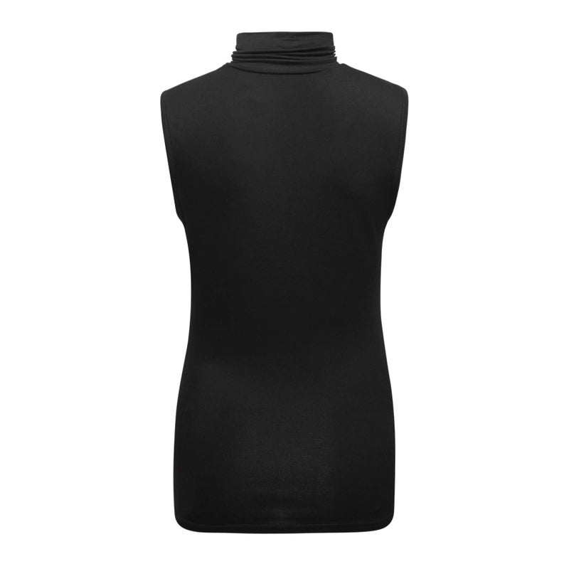 OThread & Co. Women's Sleeveless Turtleneck T-Shirt Basic Stretch Layer Comfy High Neck Tank Top (Medium, Black) - Image 4